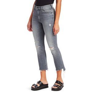 Mother Insider Straight Leg Frayed Hem Distressed Jeans